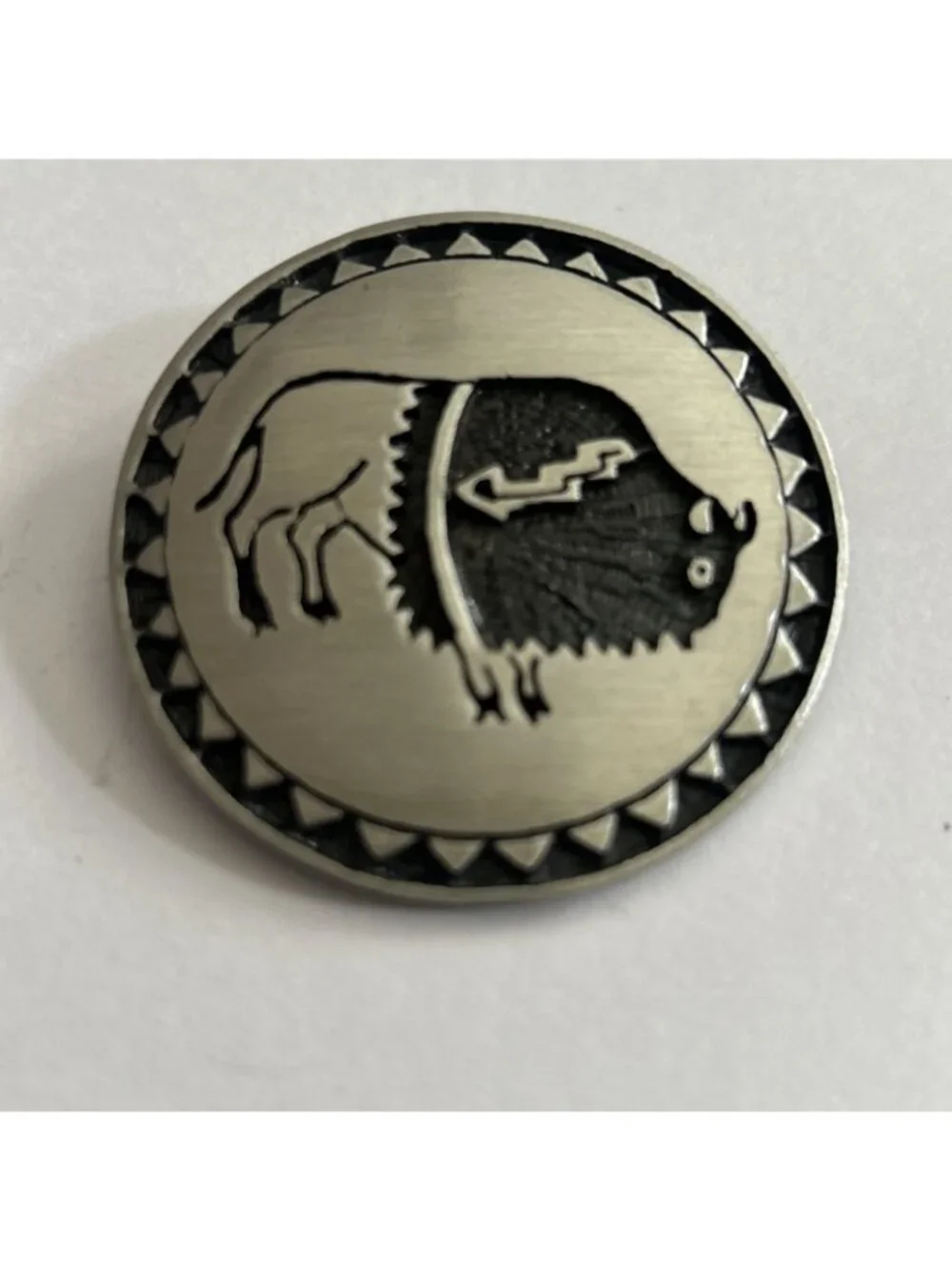 Buffalo Bison Navajo Sterling & Black Color Old Pawn Bolo Tie New